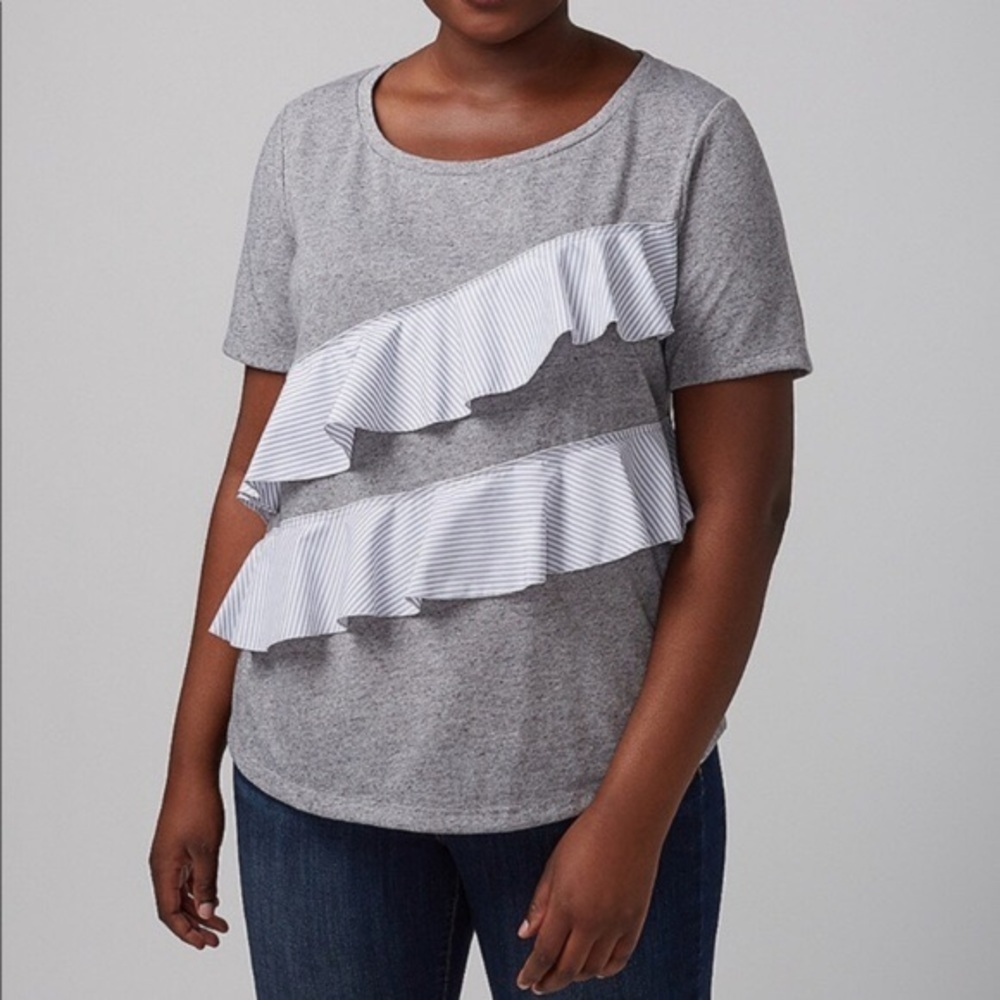 Lane Bryant ruffle front cotton tee